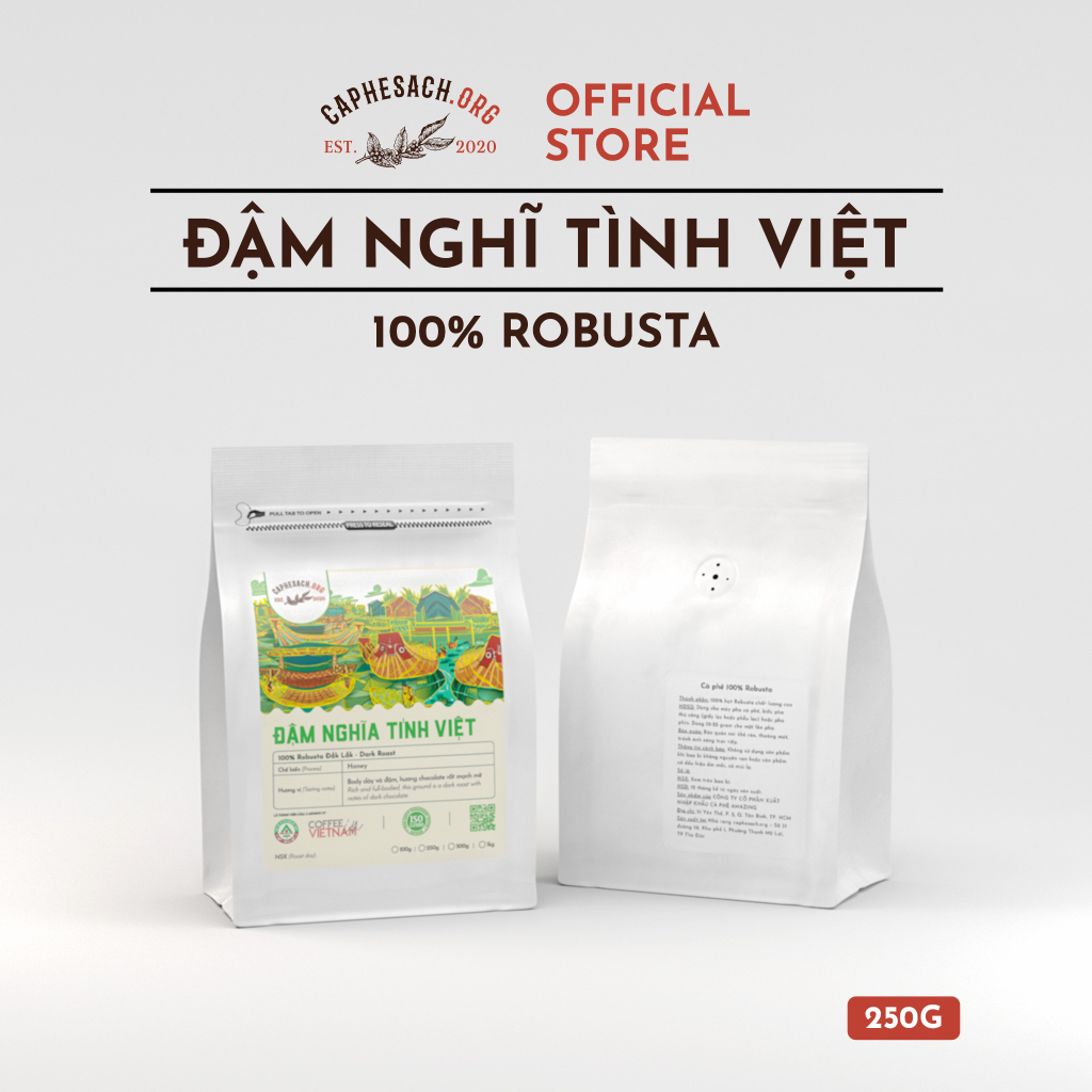 コーヒー豆 ダークローストコーヒー 100%ロブスタ 250g Dam Nghia Tình Viet