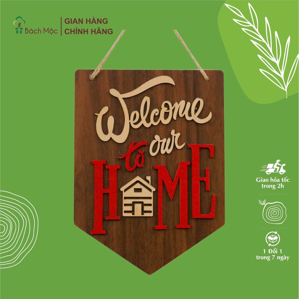 木製ボード "Welcome to our HOME" 英語 スローガン 装飾用 BACH MOC