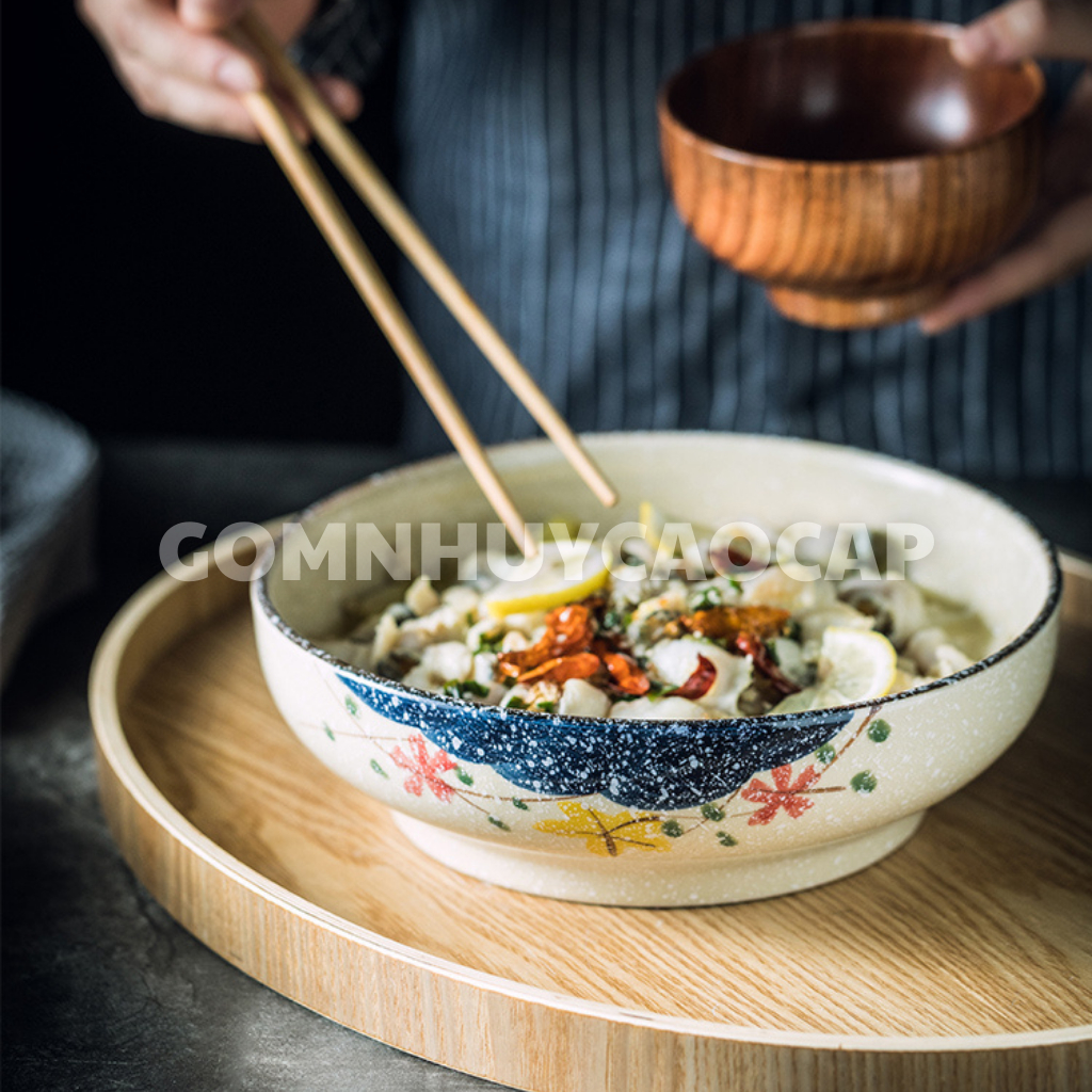 DecorNhưÝ TiểuCổ Bátトー 和風模様 高級つや陶器 23cm DecorNhưÝ