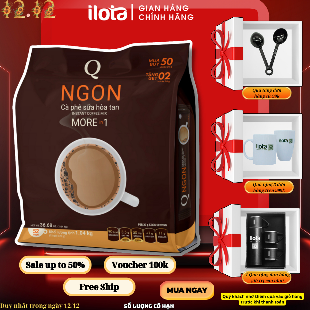 DELICIOUS Tran Quang ミルクコーヒー 3 in 1 インスタントドリンク 52 パック
