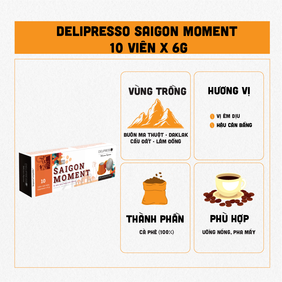 カプセル デリプレッソ サイゴン モーメント Delipresso Capsules Saigon Moment 6gx10個 Phuong Vy Coffee