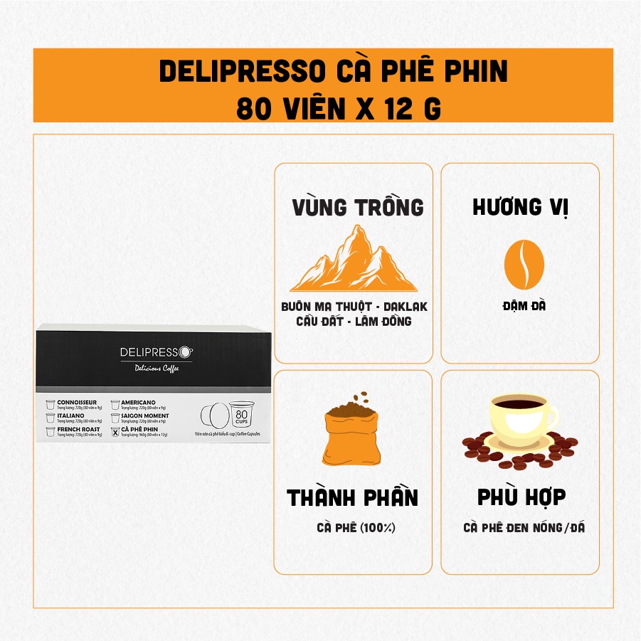 コーヒーカプセル K-Cup Delipresso 12gx80個 Phuong Vy Coffee