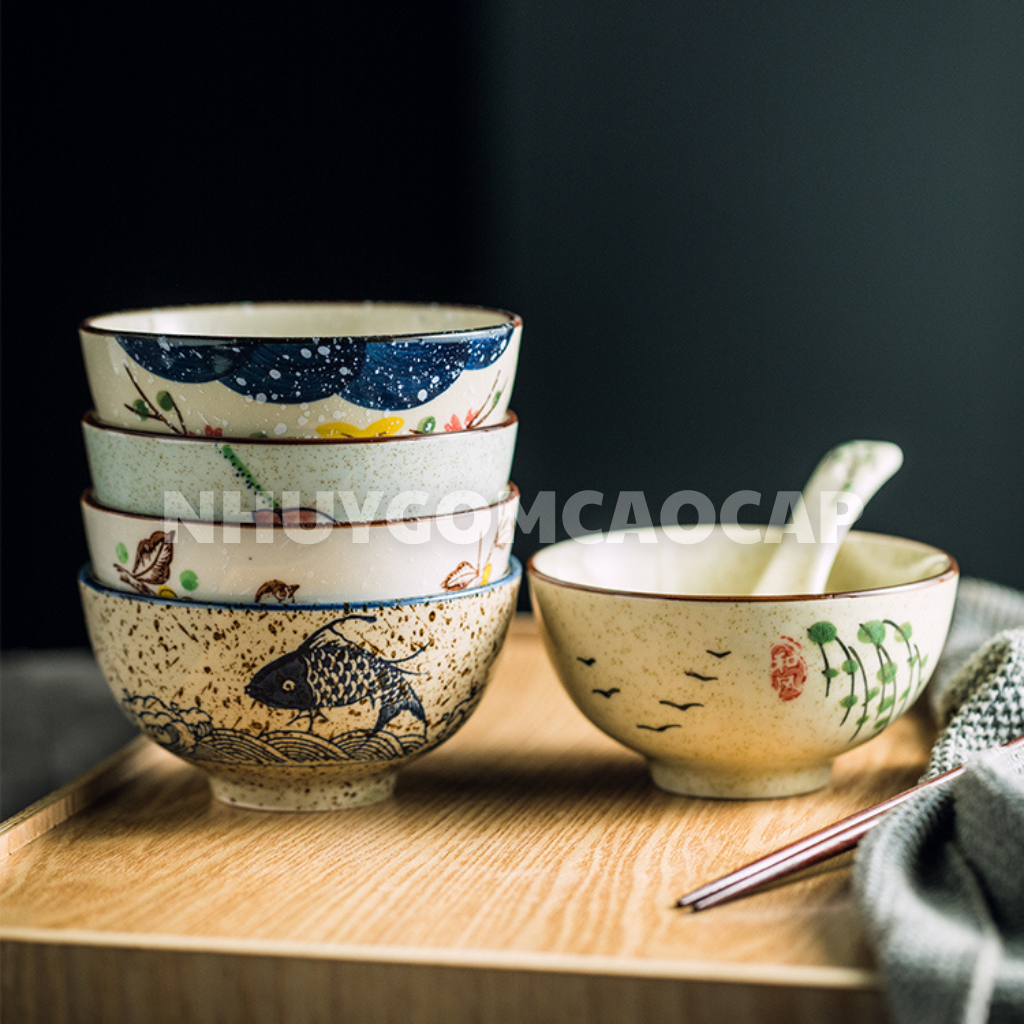 デザイン クラシックパターン 茶碗 魚柄食器 直径12cm デザインの通販