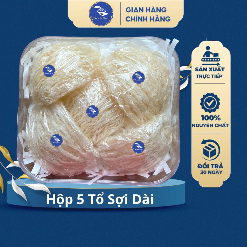 カインホア産 高級つばめの巣「Dewis Nest」長繊維精製 5個入り (33g) - 100%純粋・無添加・ギフトボックス付き