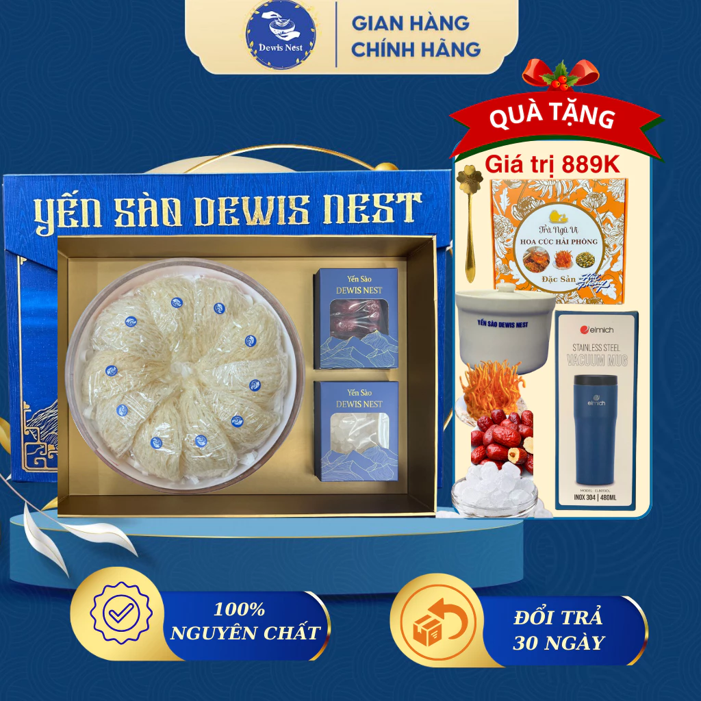 Dewis Nest 最高級カインホア産 精製燕の巣 100g (毛抜き丸ごとタイプ) 豪華889Kギフトセット付き