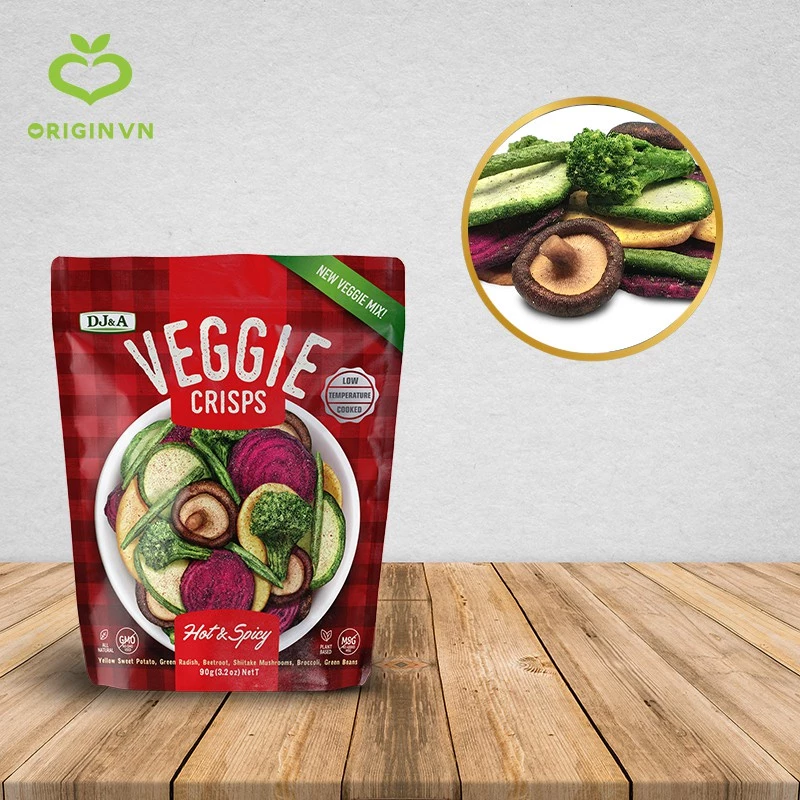 DJ&A クリスピー野菜チップス スパイシー味 90g - 食物繊維豊富 - ヘルシーなオフィススナック - オーストラリア直輸入