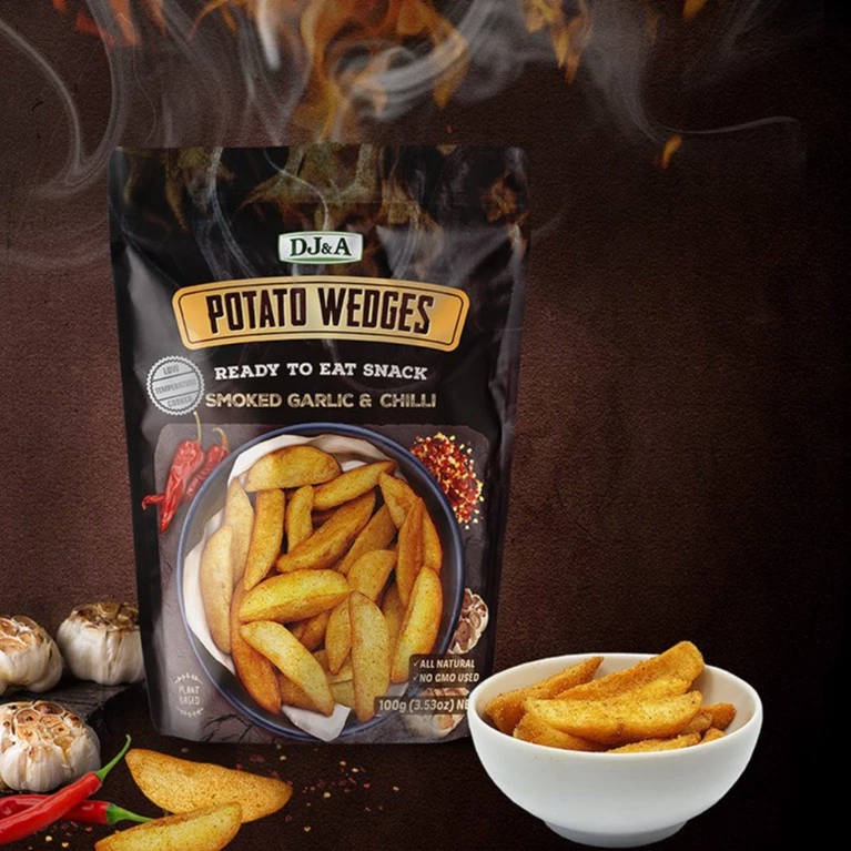 DJ&A ガーリック＆チリ味 低脂肪クリスピーポテトウェッジ 100g – ビーガン対応・ダイエット中も安心スナック