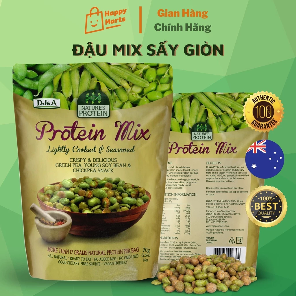 DJ&A ミックスクリスピービーンズ 70g | ヘルシー プロテイン・食物繊維たっぷりスナック