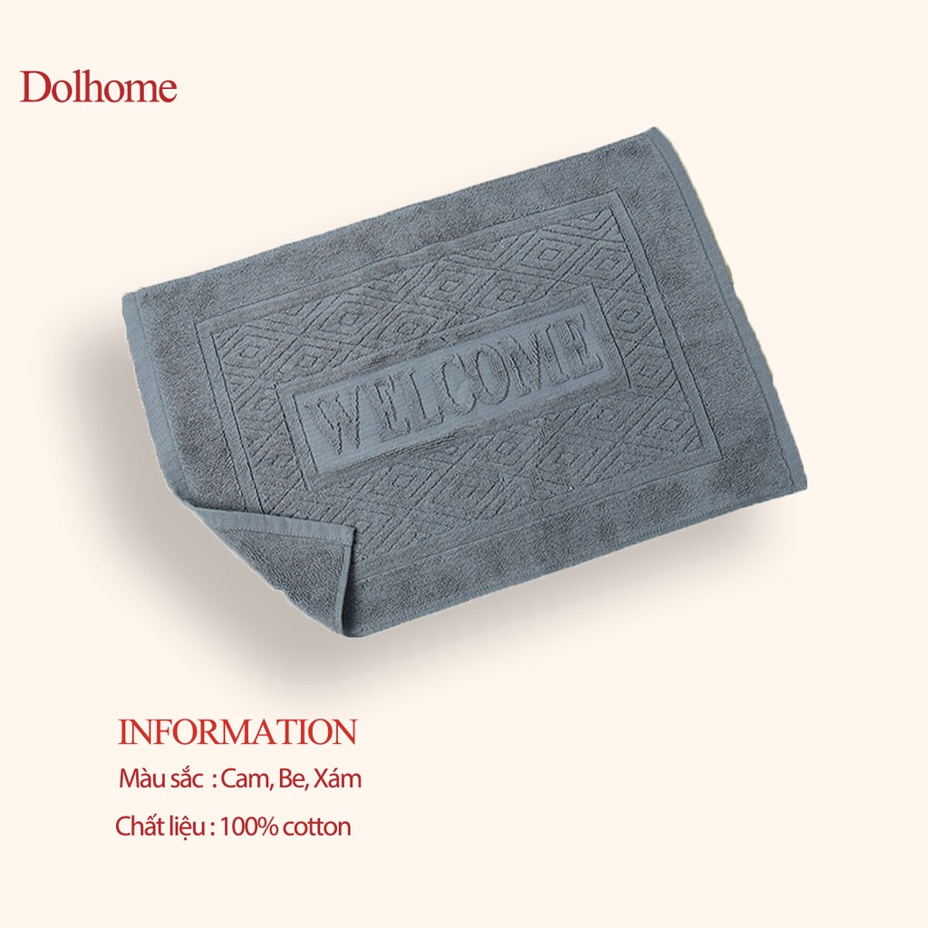 コットンフロアマット "WELCOME"点字付き 吸水性良好 20078WC Dolhome