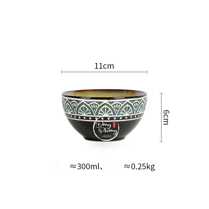 Đông Phương Decor トラディショナル 伝統柄 食器セット 青磁釉薬 12点セット