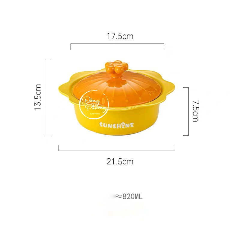 ドンフォンデコア 和食器 ラーメン丼 花柄陶器 黄色 600ml Dong Phuong Decor