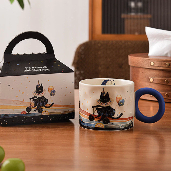 サーカス夢見る✨高級ボーンチャイナマグカップ 250ml - 誕生日ギフトに最適！