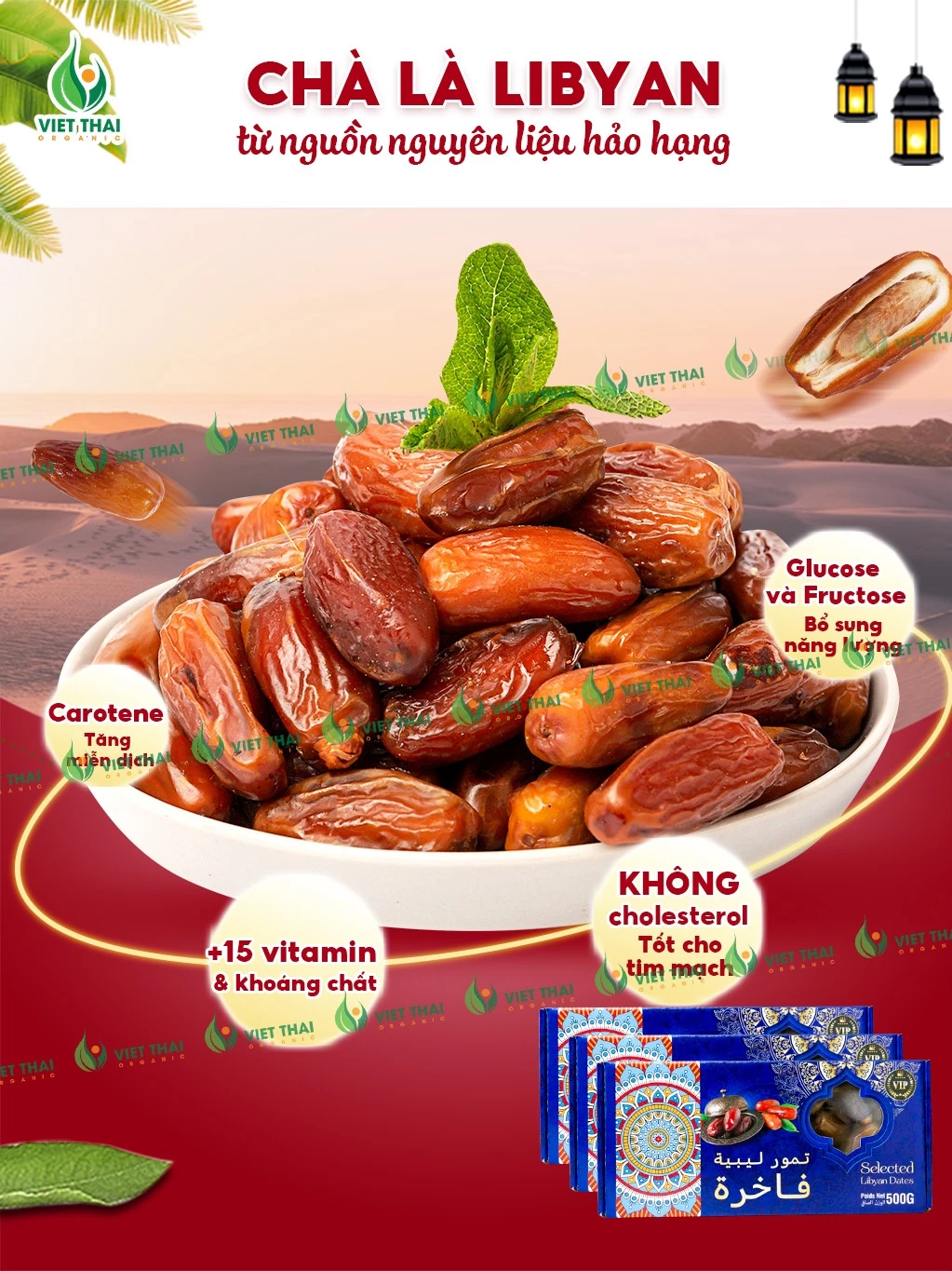 枝付きデーツ＆ばらデーツ 500g - 天然の甘み 砂糖不使用 お正月ギフトに最適（ベトタイオーガニック）