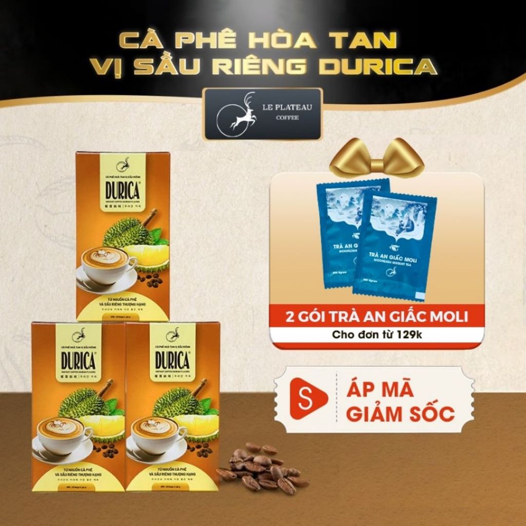DURICA LE PLATEAU COFFEE Cà Phê Sầu Riêng Hoà Tan Đặc Biệt Thơm Ngon 200g Le Plateau