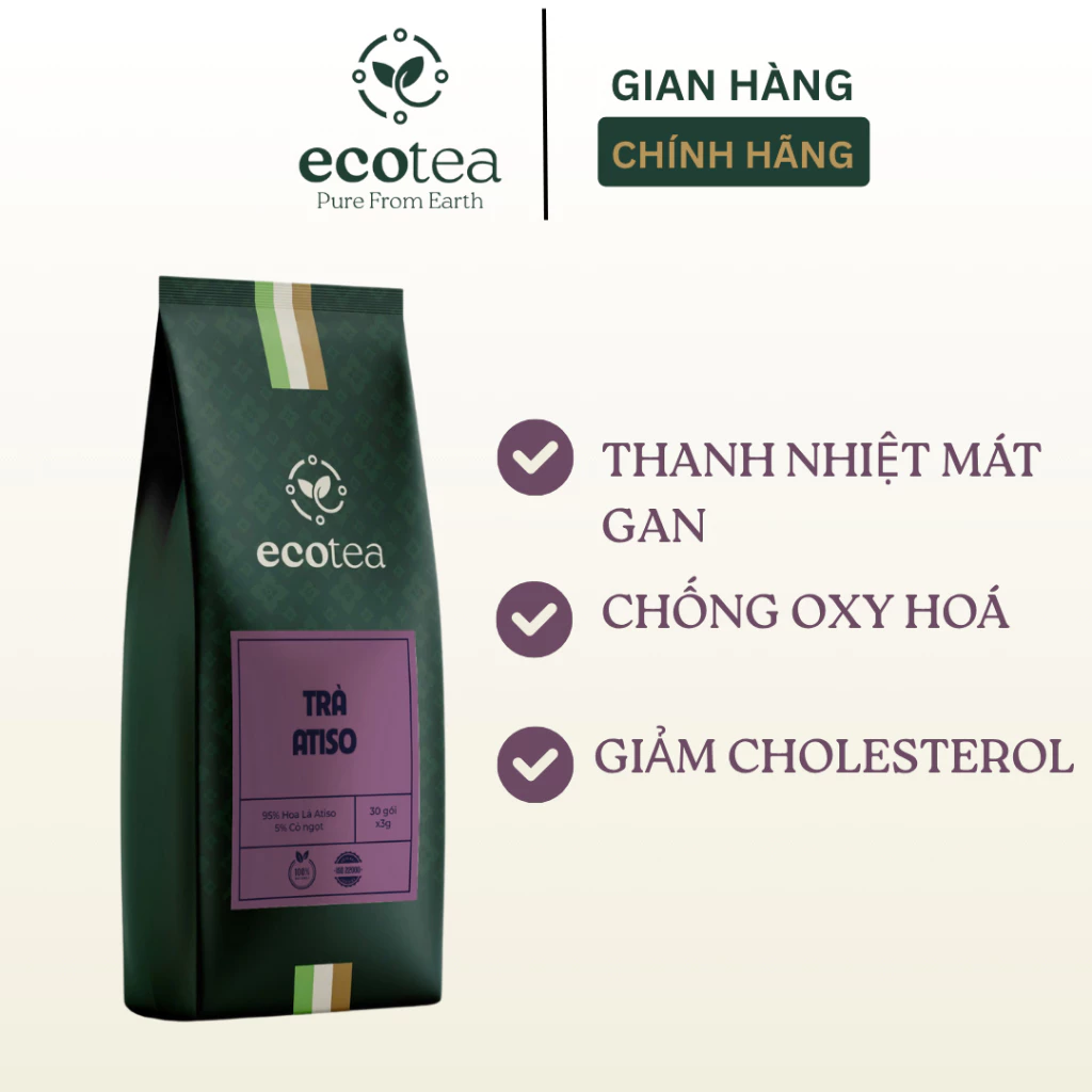 アーティチョーク茶 Ecotea | デトックス・肝機能サポート・抗酸化・コレステロール低下 | 30ティーバッグ x 3g