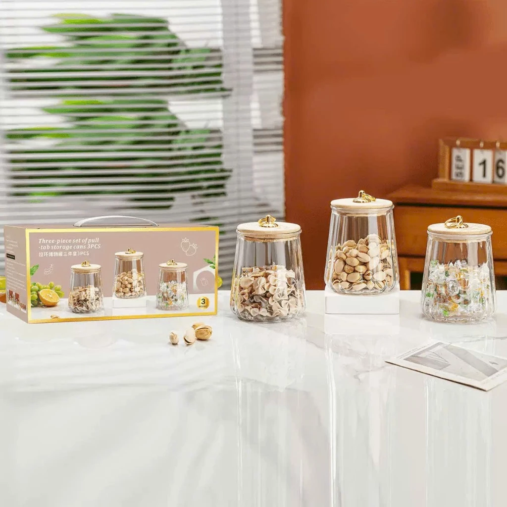 豪華6個セット！580ml多機能ガラス保存容器 - スパイス・ナッツ・ハーブティーに最適、あらゆる空間にマッチ