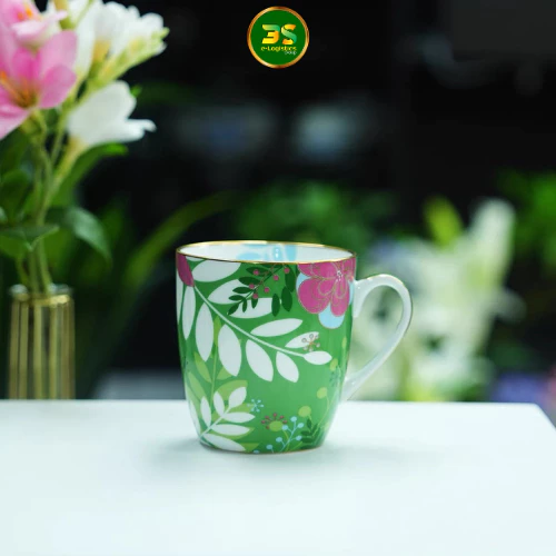 上品な青い花柄アフタヌーンティー用カップ 280ml ティーカップ マグカップ 陶器