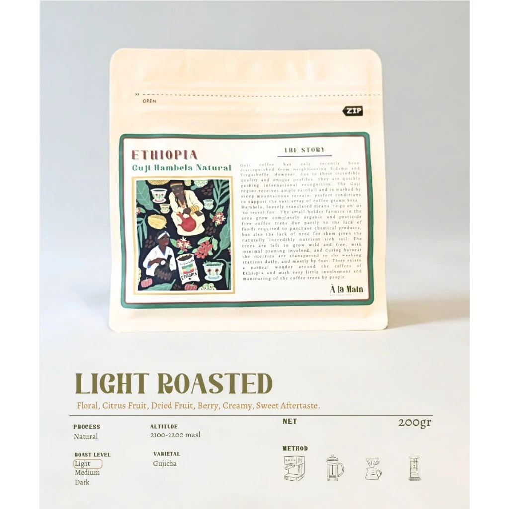 エチオピア グジ ハンベラ スペシャルティコーヒー 2024 ナチュラル 200g (浅煎り・ハンドドリップ向け)