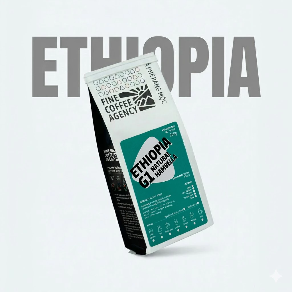 エチオピア ハンベラ G1 スペシャルティコーヒー豆 (中煎り) - ブルーベリー、プラム、フローラルの香り - 200g