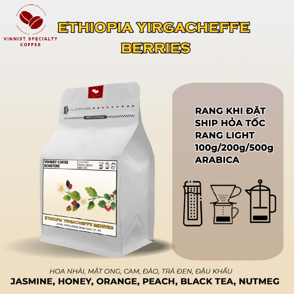 エチオピア アラビカ コーヒー イルガチェフェ - ヴィニスト スペシャルティ コーヒー - 200gr - 挽いたコールドブリュー