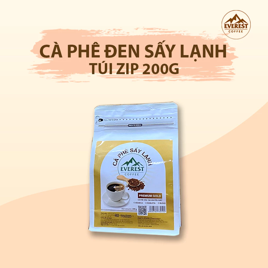 EVERESTコーヒー FD20 無糖フリーズドライブラックコーヒー 200g - 純粋、減量サポート、手軽