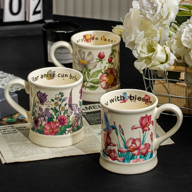 一点物 油絵調ひまわり高級磁器マグカップ - 特別な贈り物に