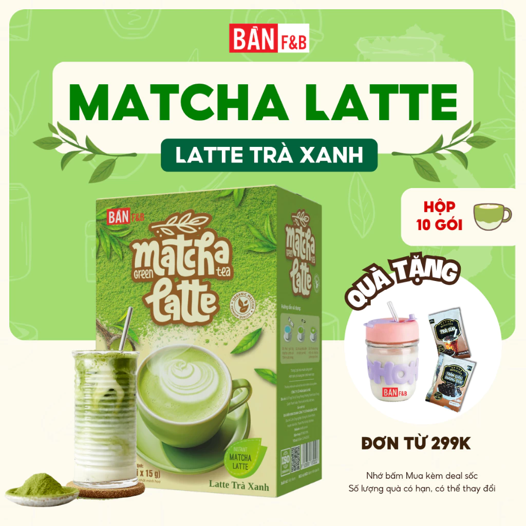 F&B業務用 厳選日本茶使用 抹茶ラテ 120g (15g x 8袋入) - ホット/アイス対応