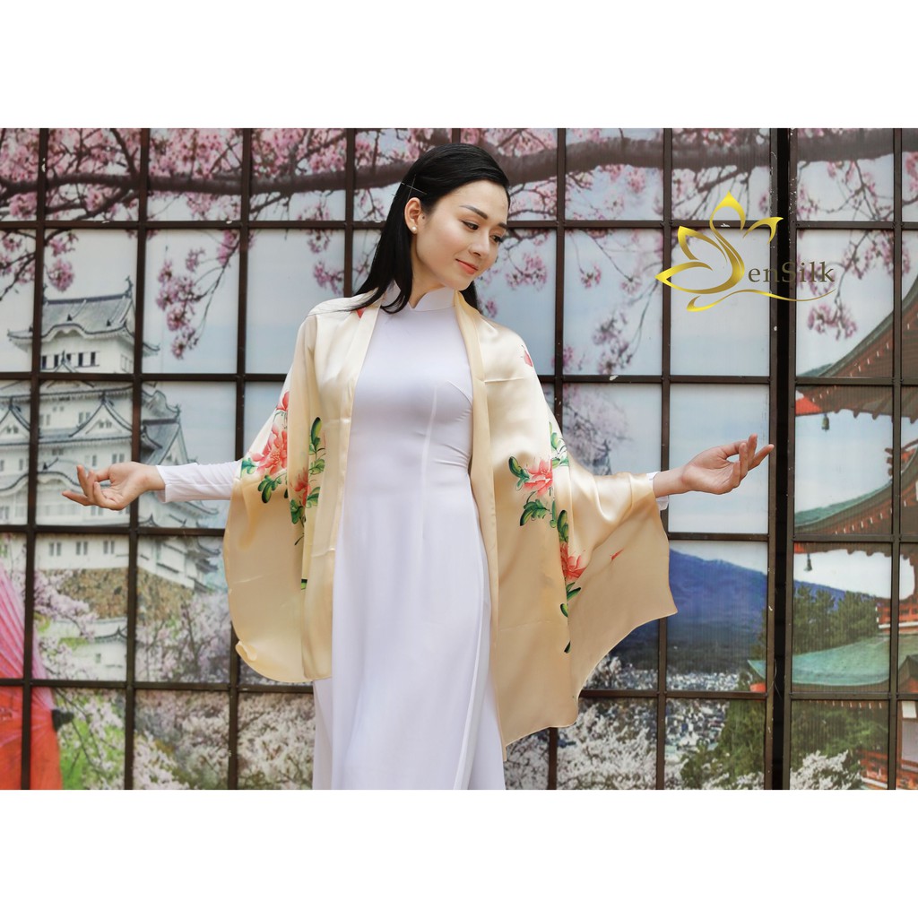 SenSilk シルクスカーフ 黄色 180x55cm