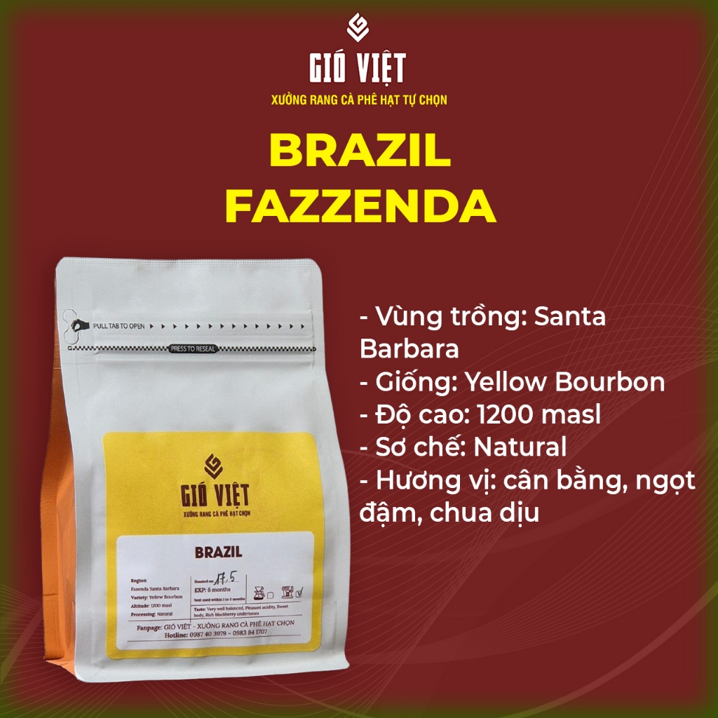 Fazzenda ブラジルコーヒー - チョコレート風味、甘い後味、バランスの取れたエスプレッソマシン - Gio Viet Coffee - フィルター用中粒粉