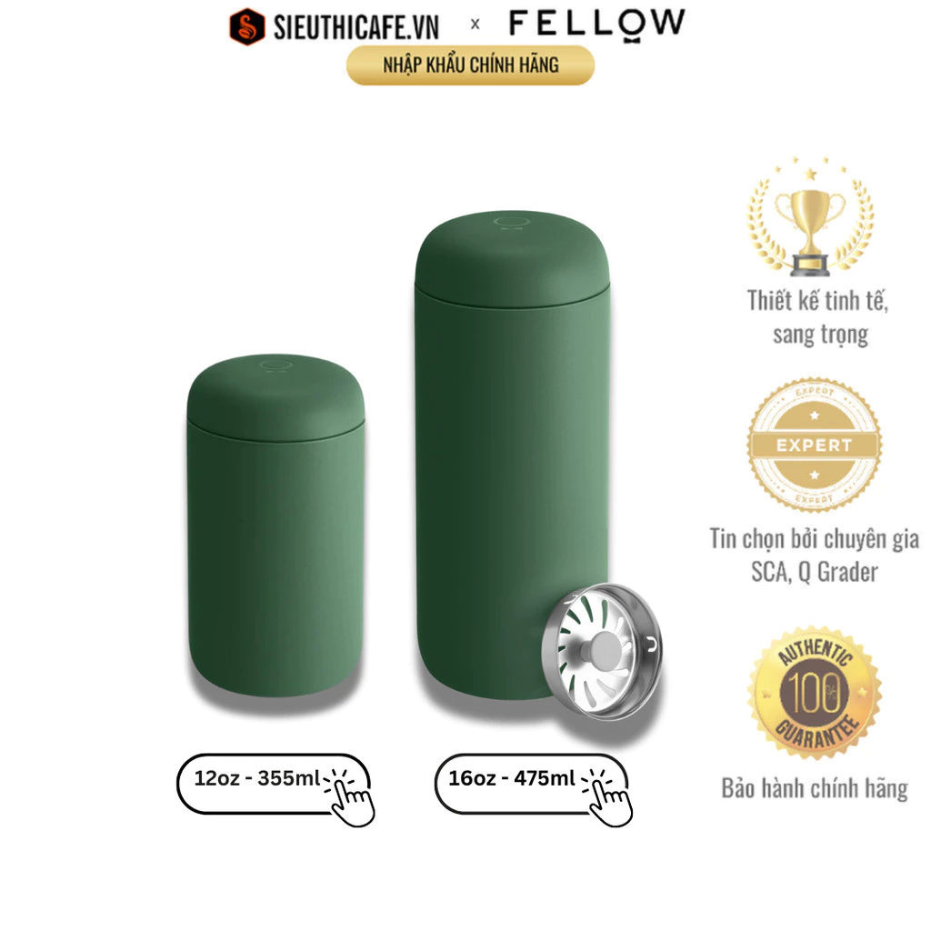 Fellow Carter Move Mug + Splash Guard 真空断熱 セラミックマグ 475ml カーゴグリーン | 公式正規品