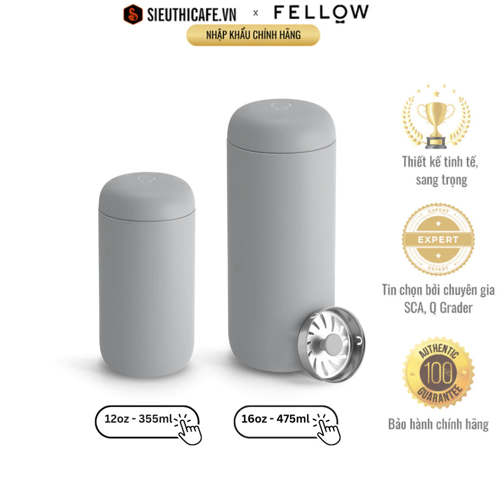 Fellow Carter Move Mug + スプラッシュガード 475ml マットグレー セラミック内壁 | 正規品