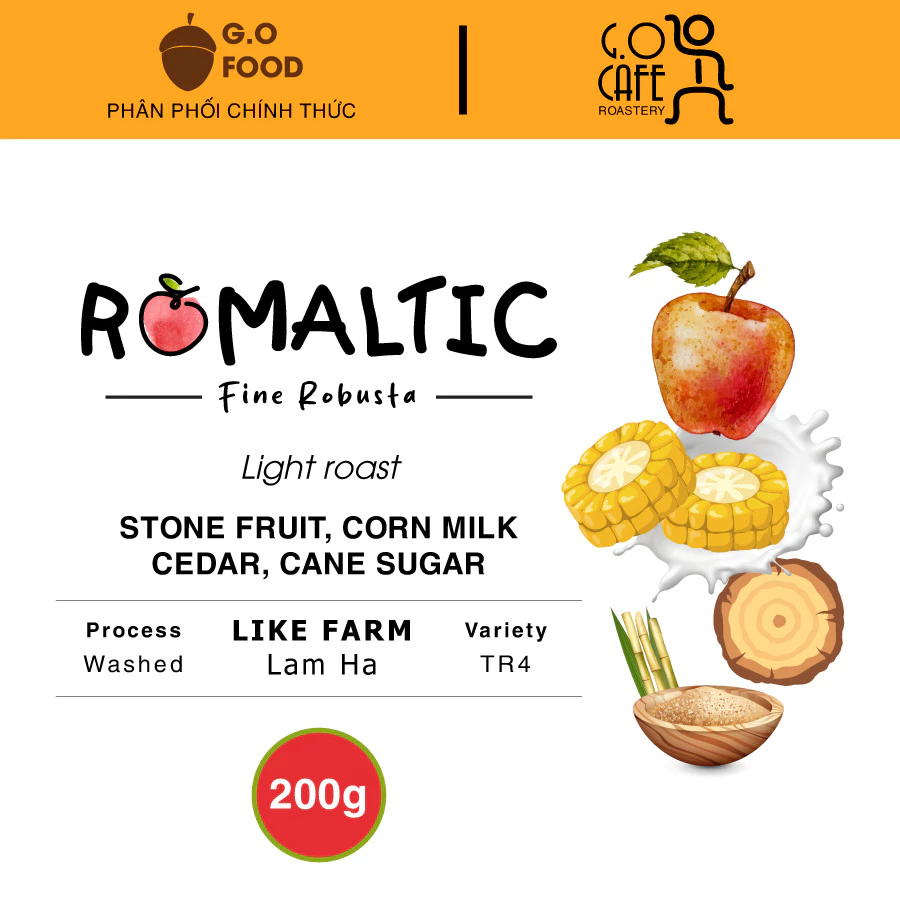 ファインロブスタ Romaltic スペシャリティコーヒー FW (ウォッシュド) | ライクファーム Lâm Hà産 | G.O Cafe Roastery | 200g