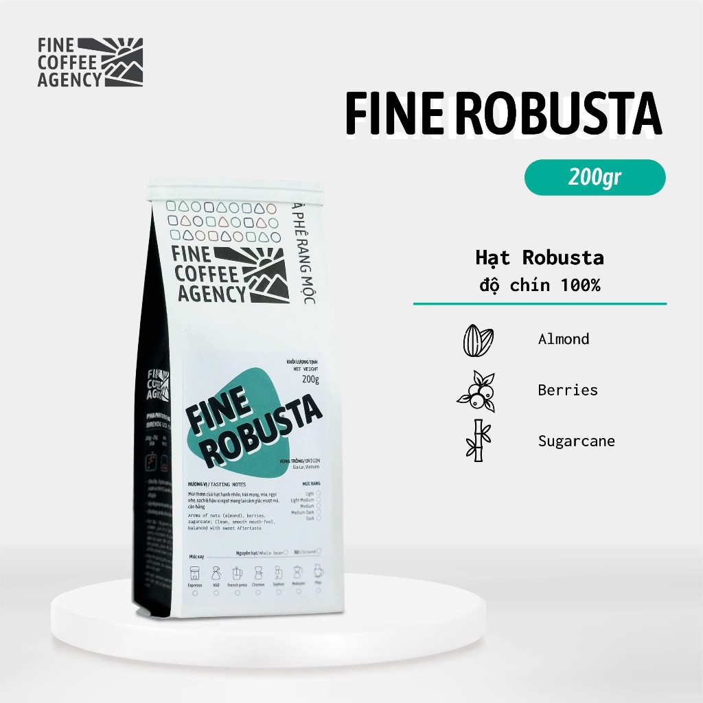 Fine Robusta Gia Lai 深煎り ナチュラルロースト 高品質コーヒー 200g