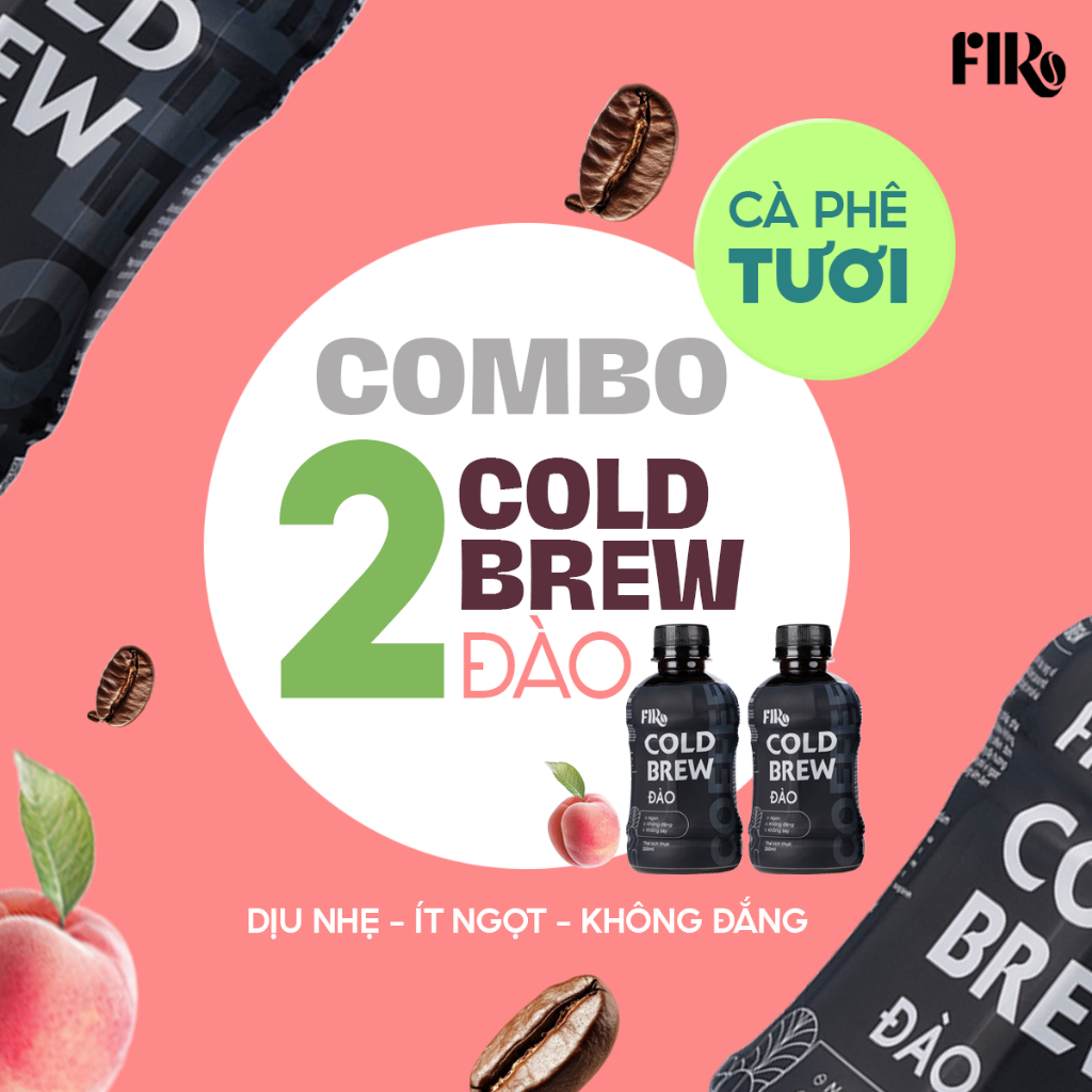 FIRO Cold brew Đào Vị Đào Tươi Mát Chai 250ml Combo 2 chai