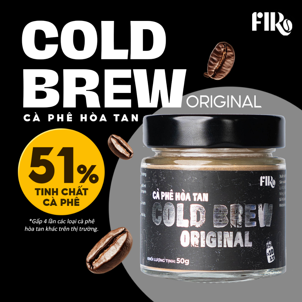 FIRO Cold Brew Original Instant Coffee 51% Premium Coffee Extract Rich Flavor 50g FIRO
