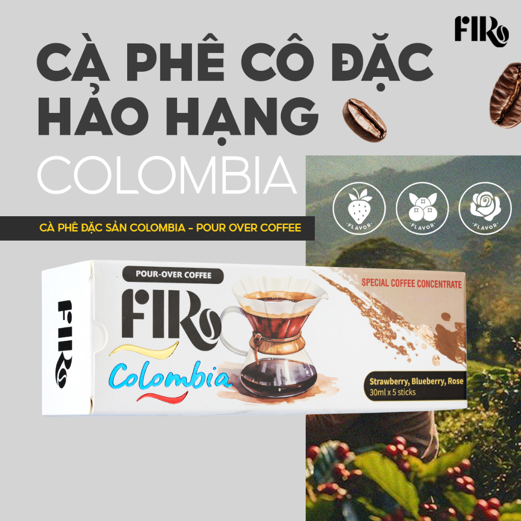 FIRO COLOMBIA Cà phê Pour Over cô đặc 高級アラビカコーヒー 5袋入り x 30ml ベトナム産
