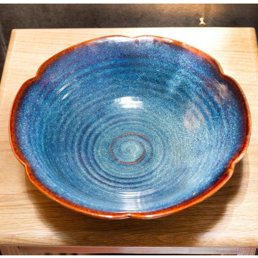 バッチャン焼き(陶器)の皿ボウル(直径22cm) OANH GIA AUTHENTIC BAT TRANG