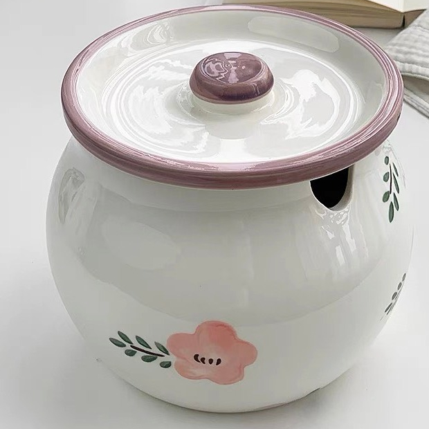 フローラルリビング クラシックシリーズ 陶器製保存容器 高耐熱花柄デザイン 1200ml フローラル社