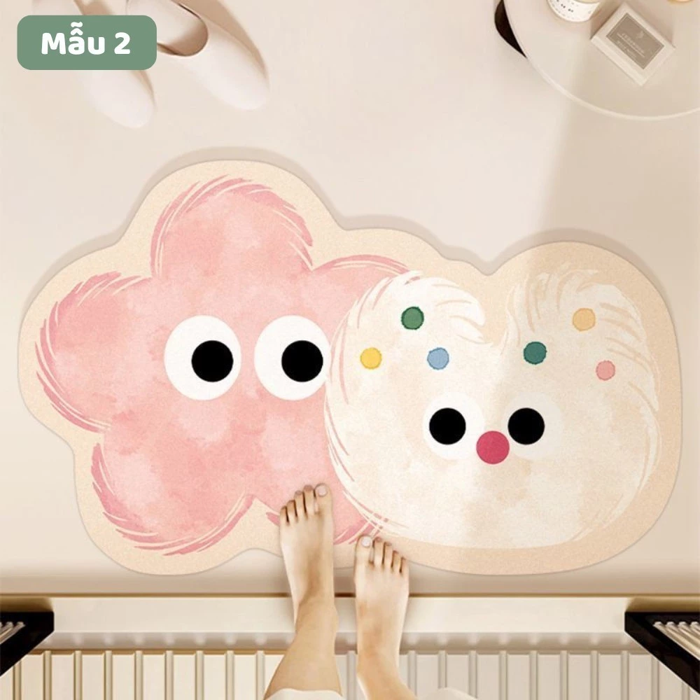 ふわふわカシミヤ風羊毛ロングラグマット - アニメ柄、吸水性抜群、寝室の足元を飾る柔らかいマット