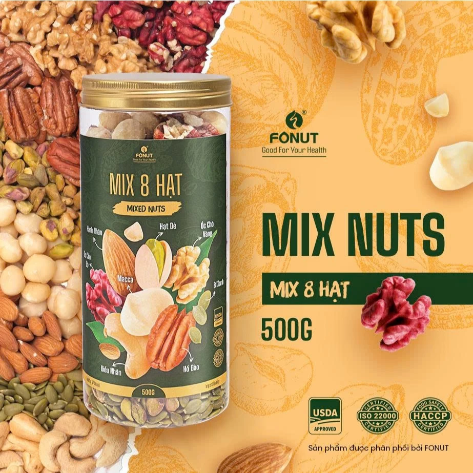 Fonut 8種ミックス栄養ナッツ 500gボトル 妊娠中の方にも、ミルク作りにも