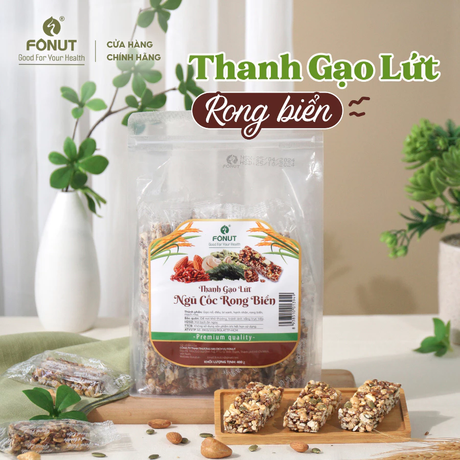 FONUT 玄米海苔ナッツバー (250g) - ヘルシーおやつ