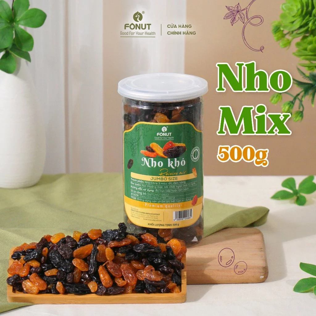 フォナット チリ産ミックスレーズン 500g - 自然な甘酸っぱさ、ふっくらジューシー、おやつや製菓に