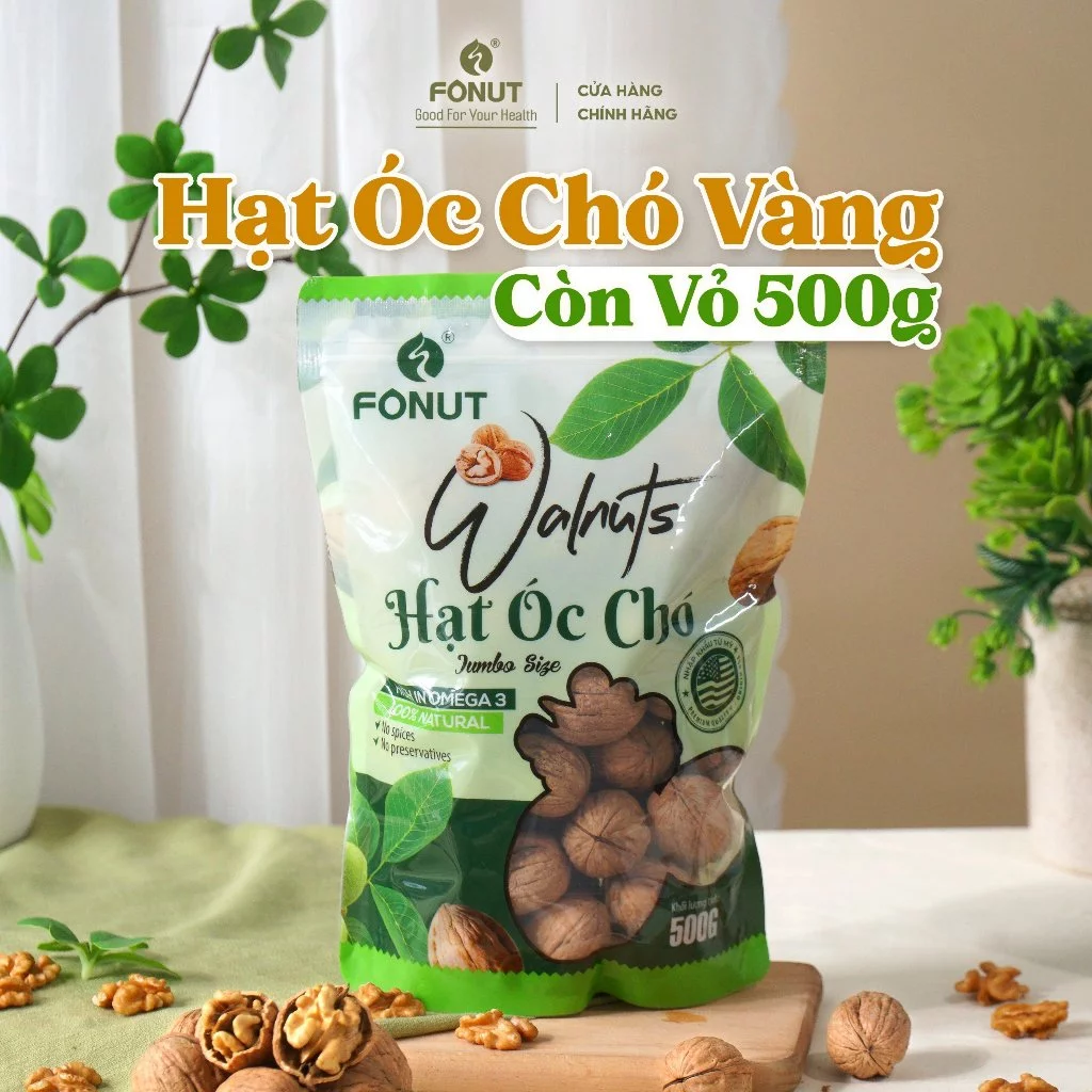 フォナット殻付きゴールデンくるみ 500g - 妊婦さんやダイエットに最適な栄養ナッツ