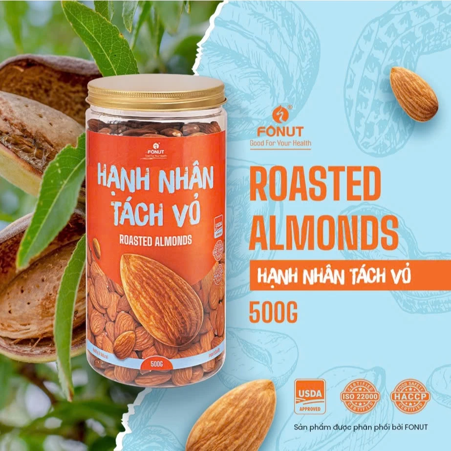 フォナット（Fonut）天然風味 皮むきアーモンド 500g 妊婦さんにもおすすめ ヘルシーナッツ