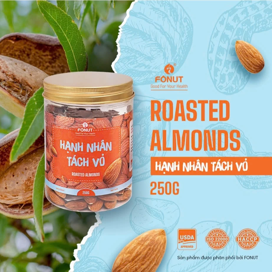 FONUT 生アーモンド（皮付き）自然風味 250g - 妊婦さん＆健康志向の方に！栄養満点ナッツ