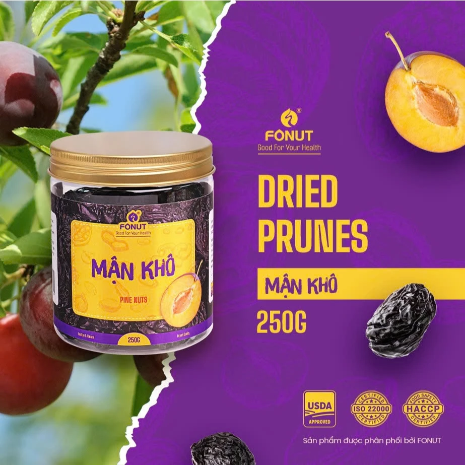 フォナットのチリ産ソフトドライプルーン 250g - 妊婦さんにも安心なヘルシースナック、食物繊維たっぷり