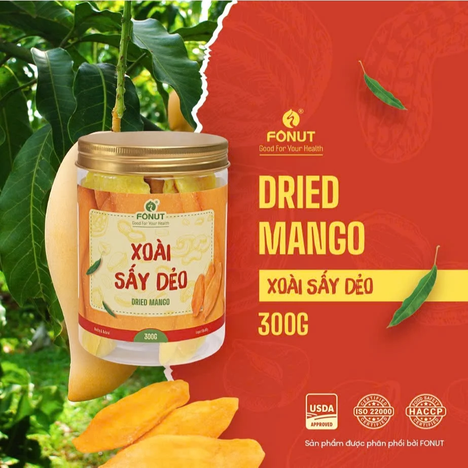フォナット 完熟ドライマンゴー 300G (しっとり半生、自然な甘酸っぱさ、プレミアム品質)