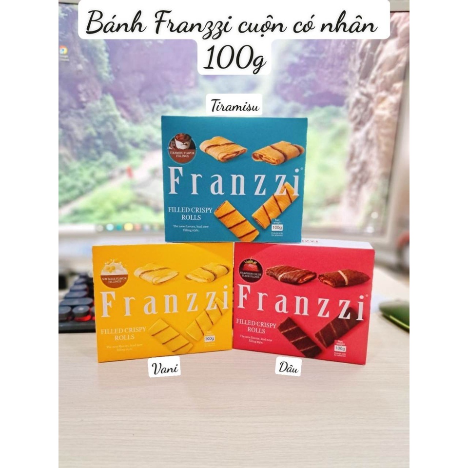 Franzzi ケーキロール クリームフィリング付き 100g ボックス、チョコレートフィリング付き