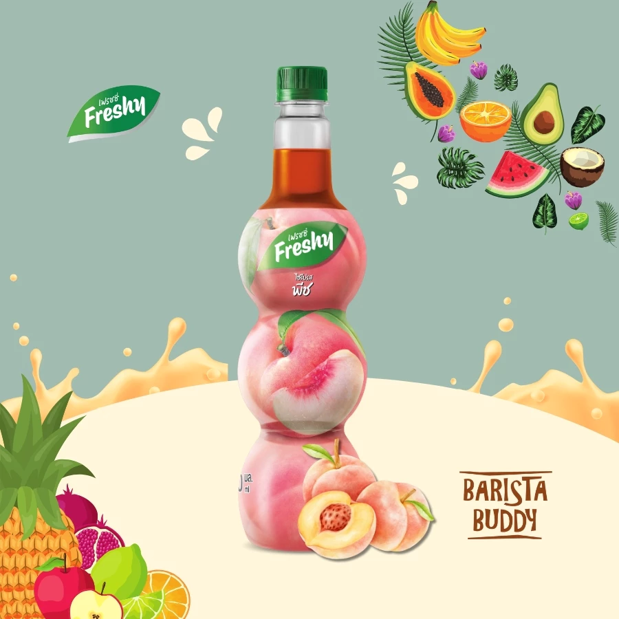 Freshy ピーチシロップ (飲料用濃縮液) - 桃の香り豊かなフレーバーシロップ