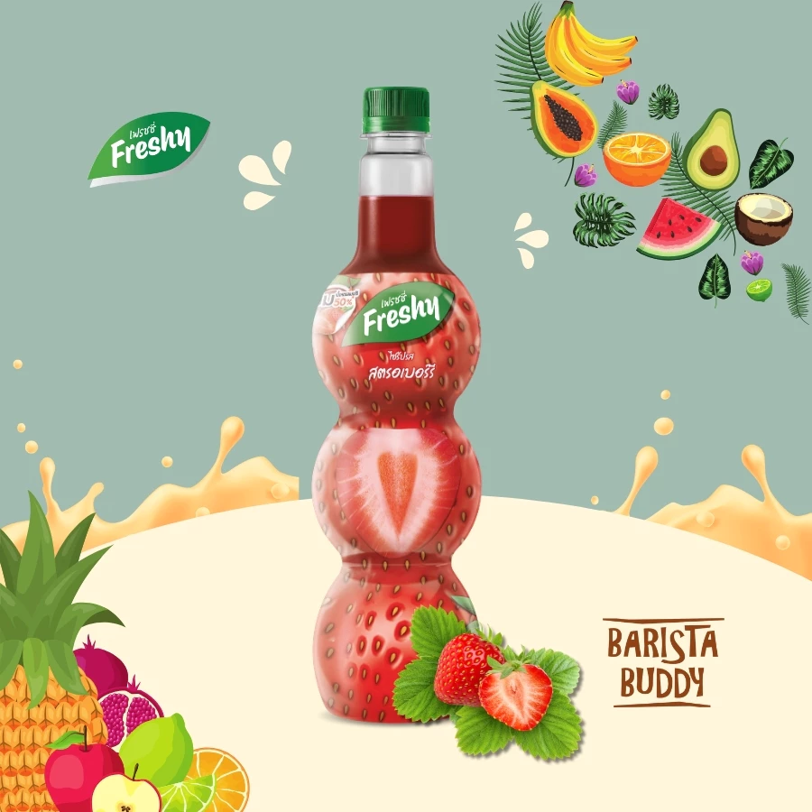 Freshy イチゴフレーバーシロップ（飲料用原料）- 飲料シロップ